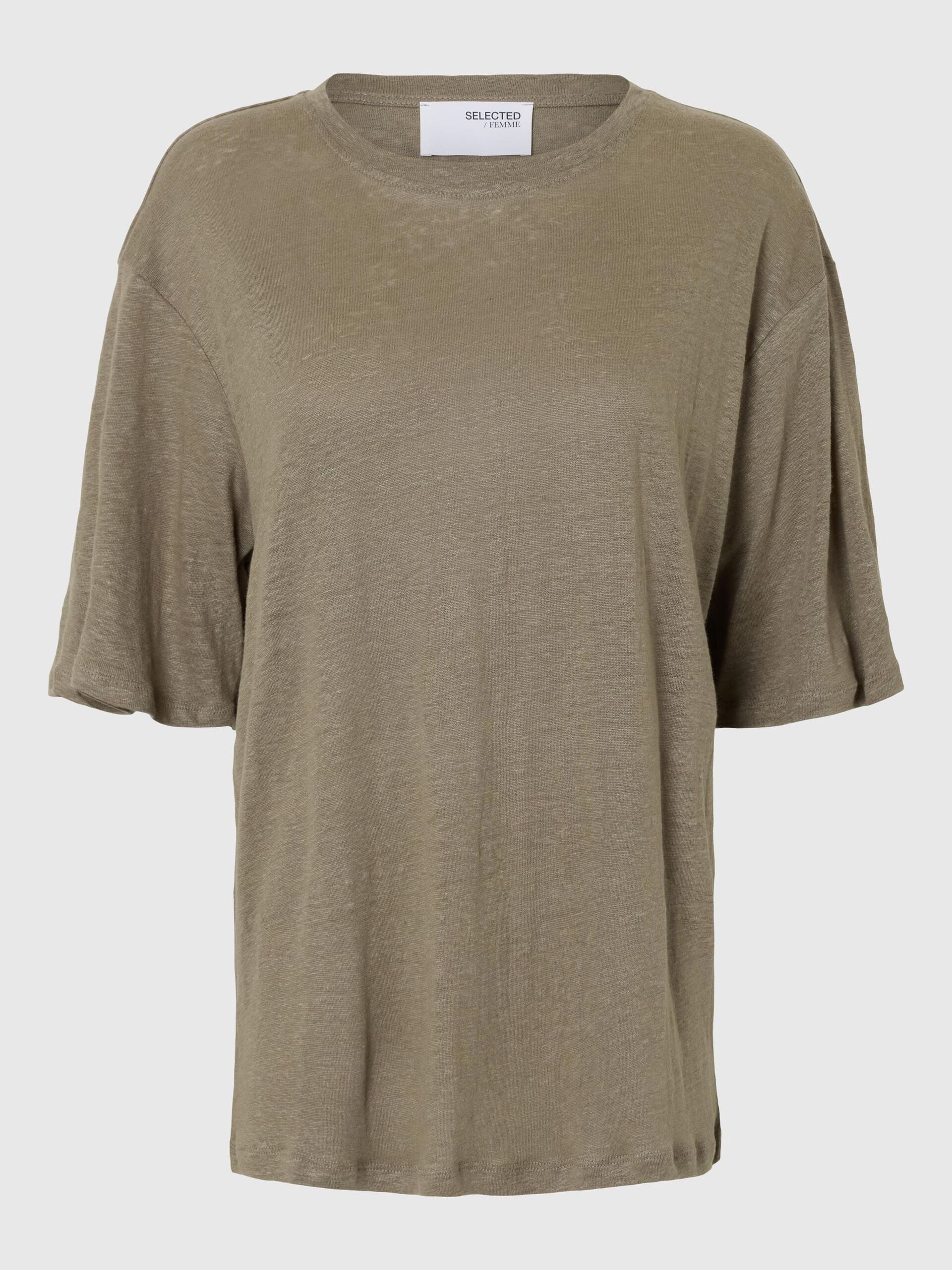 SELECTED FEMME LINEN TEE - VETIVER