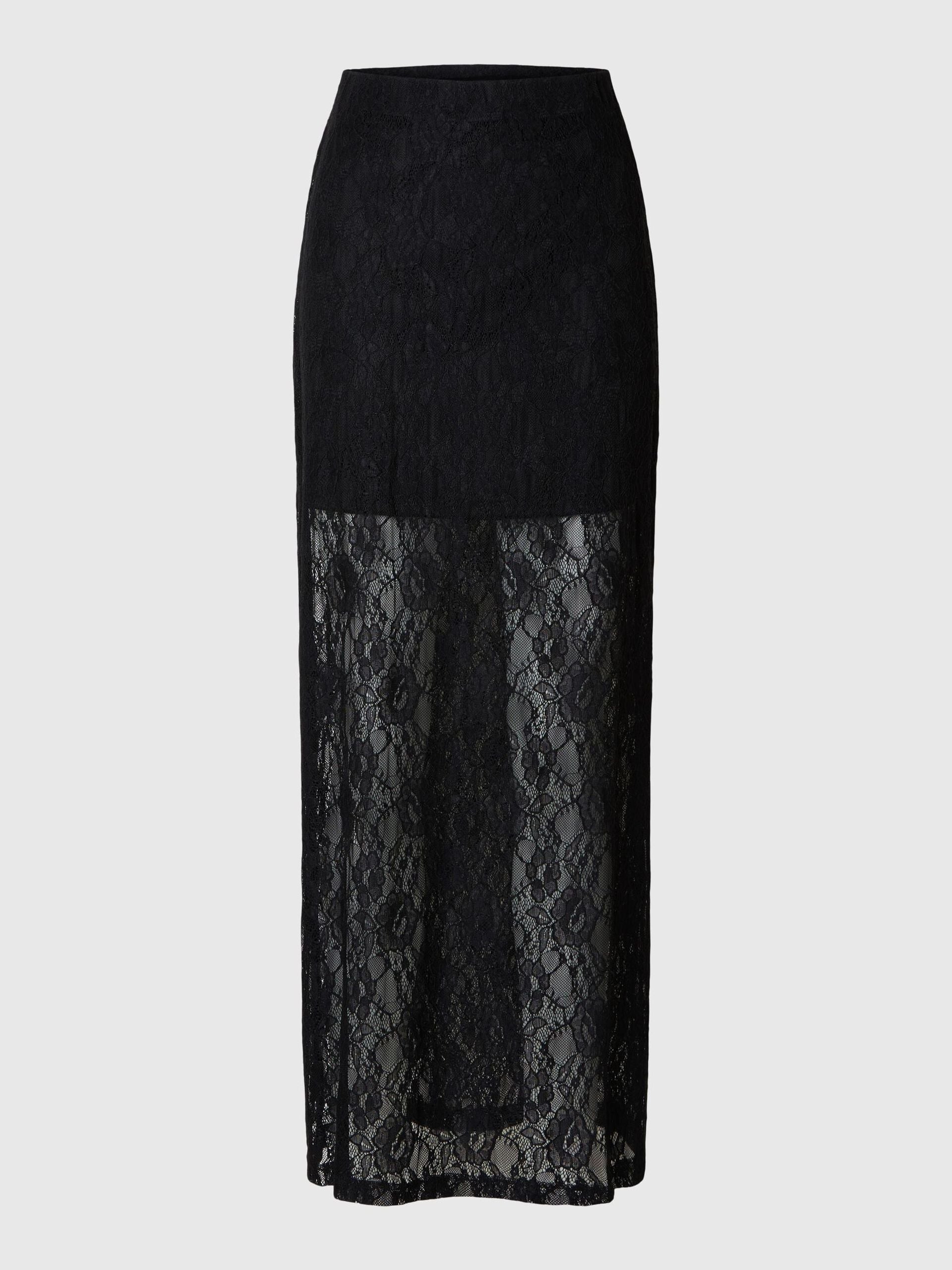 SELECTED FEMME LACE SKIRT - BLACK