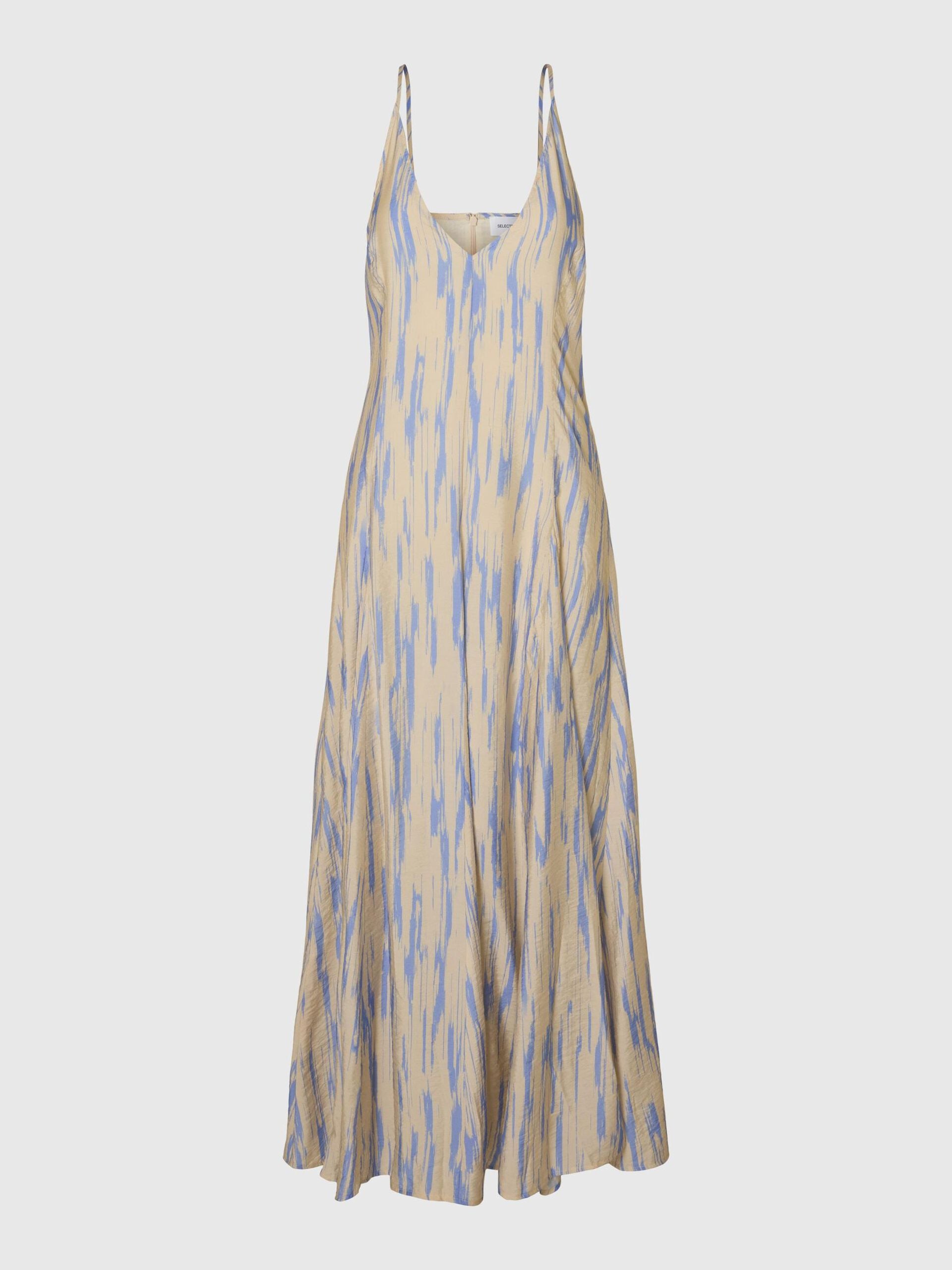 SELECTED FEMME ANKLE STRAP DRESS - BIRCH/BLUE
