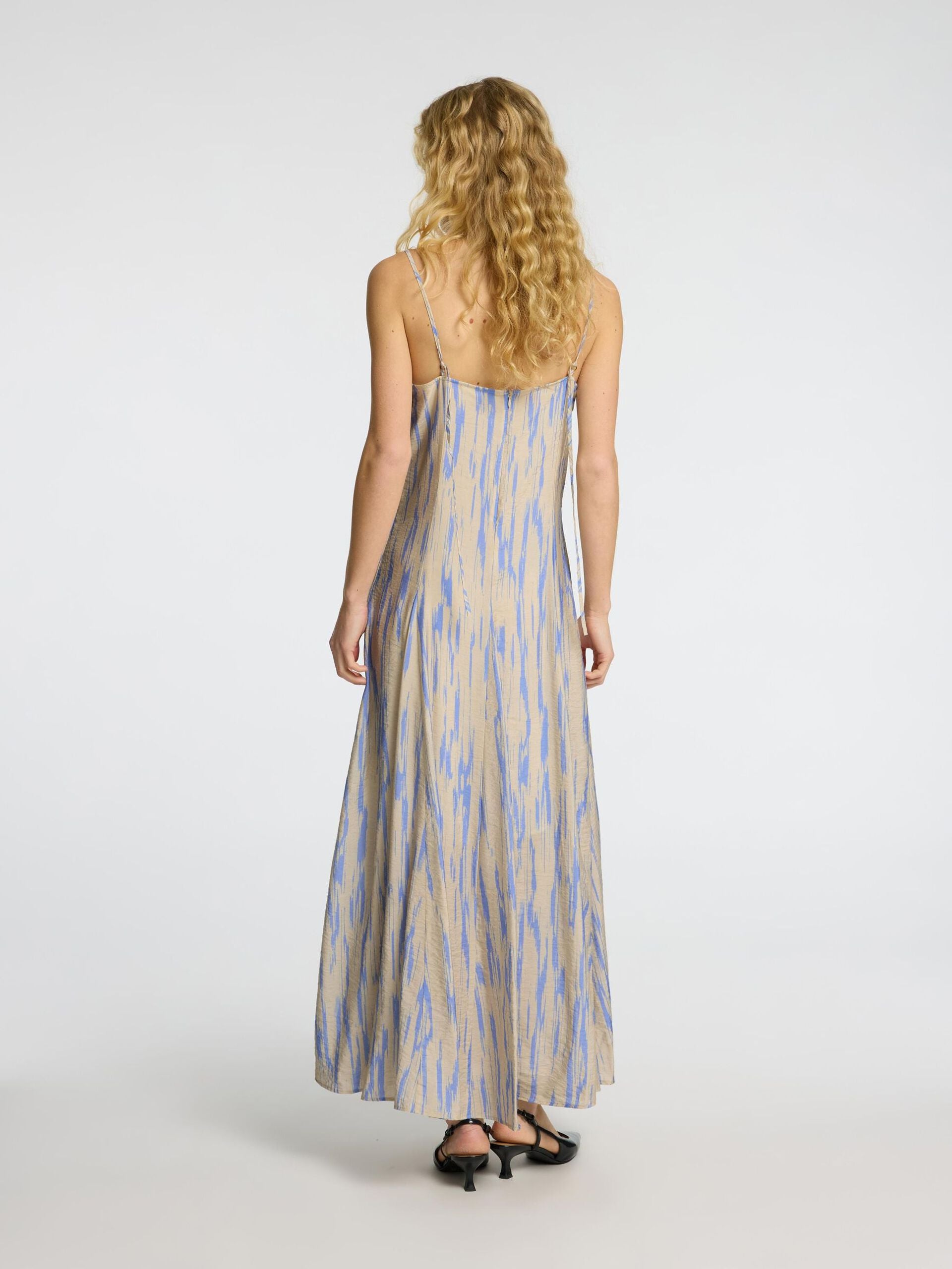 SELECTED FEMME ANKLE STRAP DRESS - BIRCH/BLUE