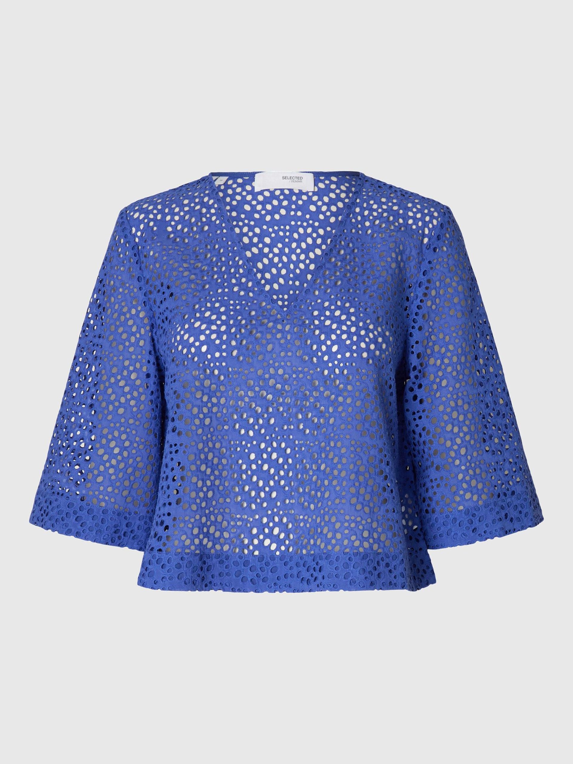 SELECTED FEMME BRODERI TOP - DAZZLING BLUE