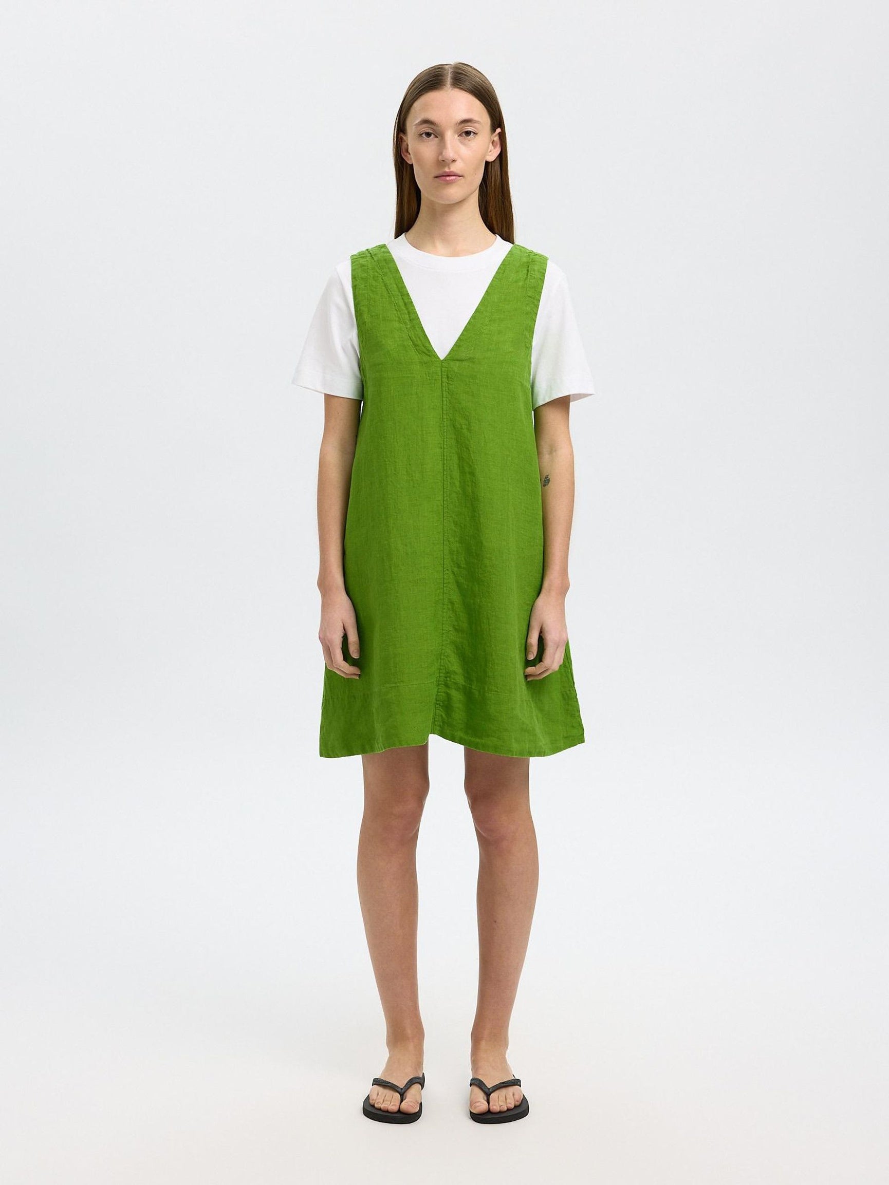 SELECTED FEMME LINEN DRESS - GREEN