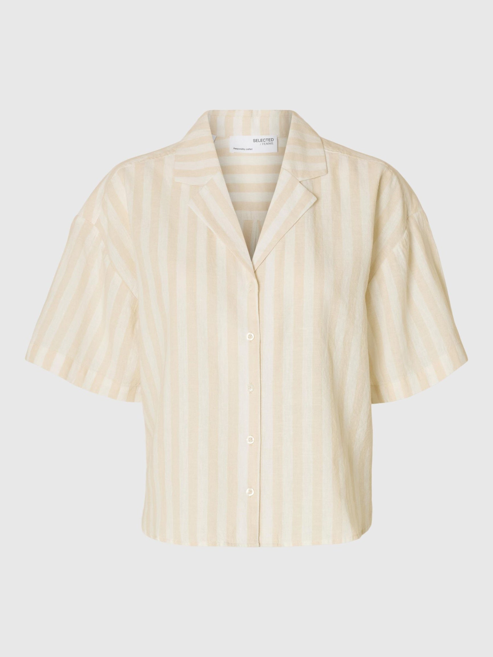 SELECTED FEMME STRIPED SHIRT - SANDSHELL