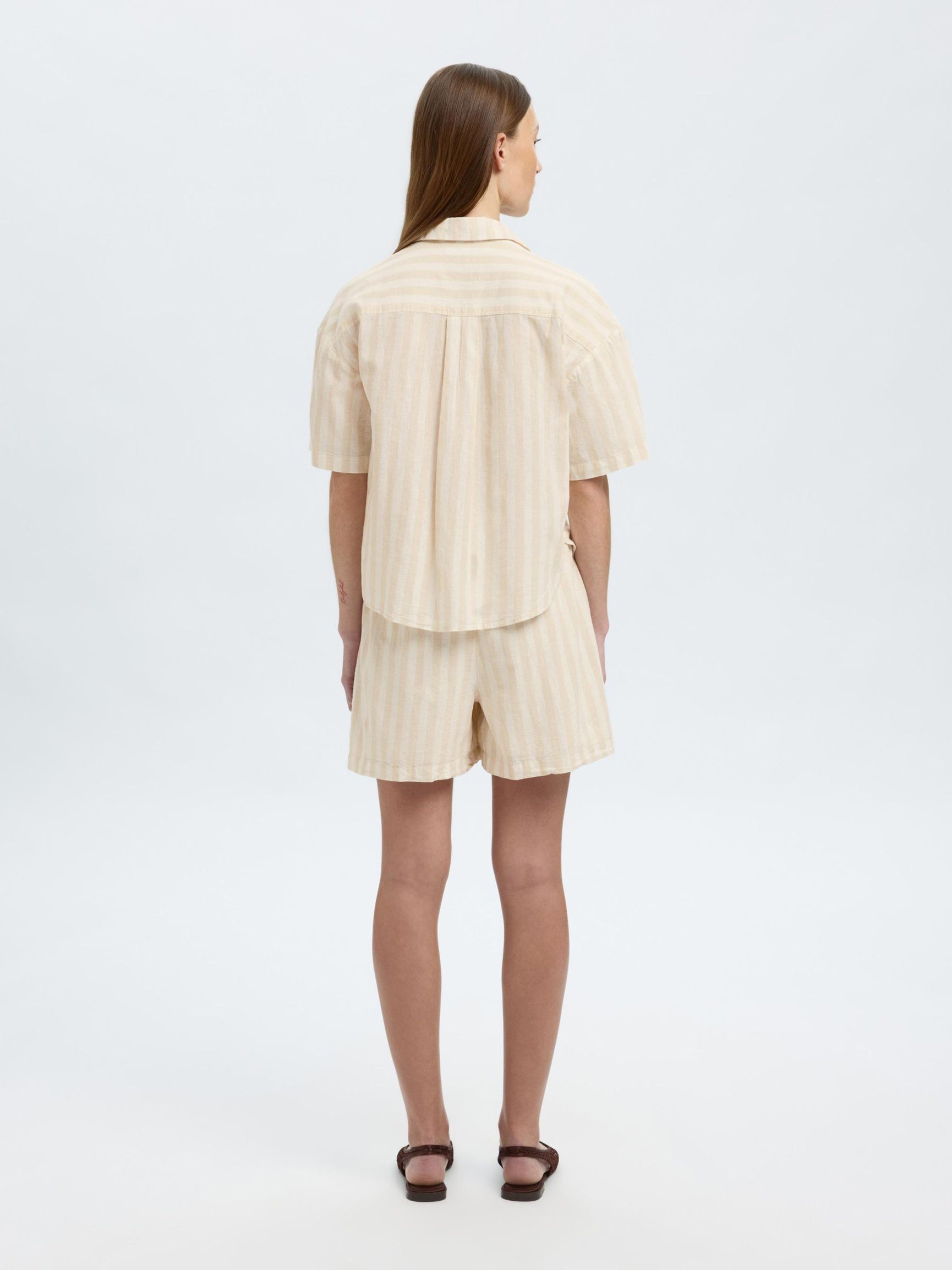 SELECTED FEMME STRIPED SHIRT - SANDSHELL