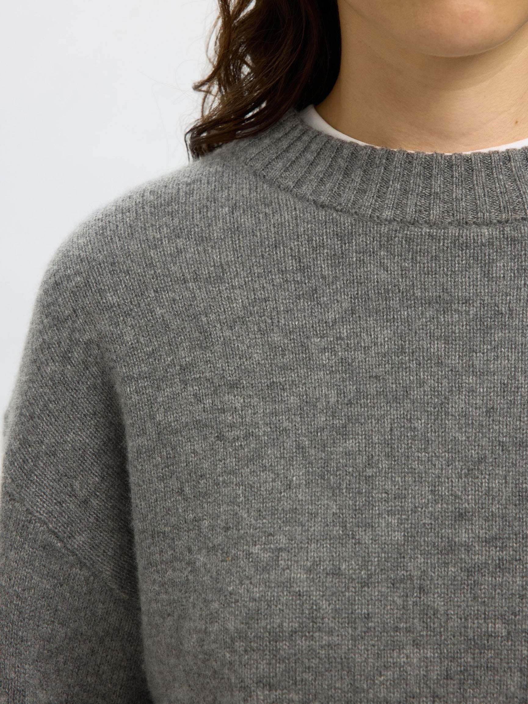 SELECTED FEMME CASHMERE BLEND KNIT - GREY