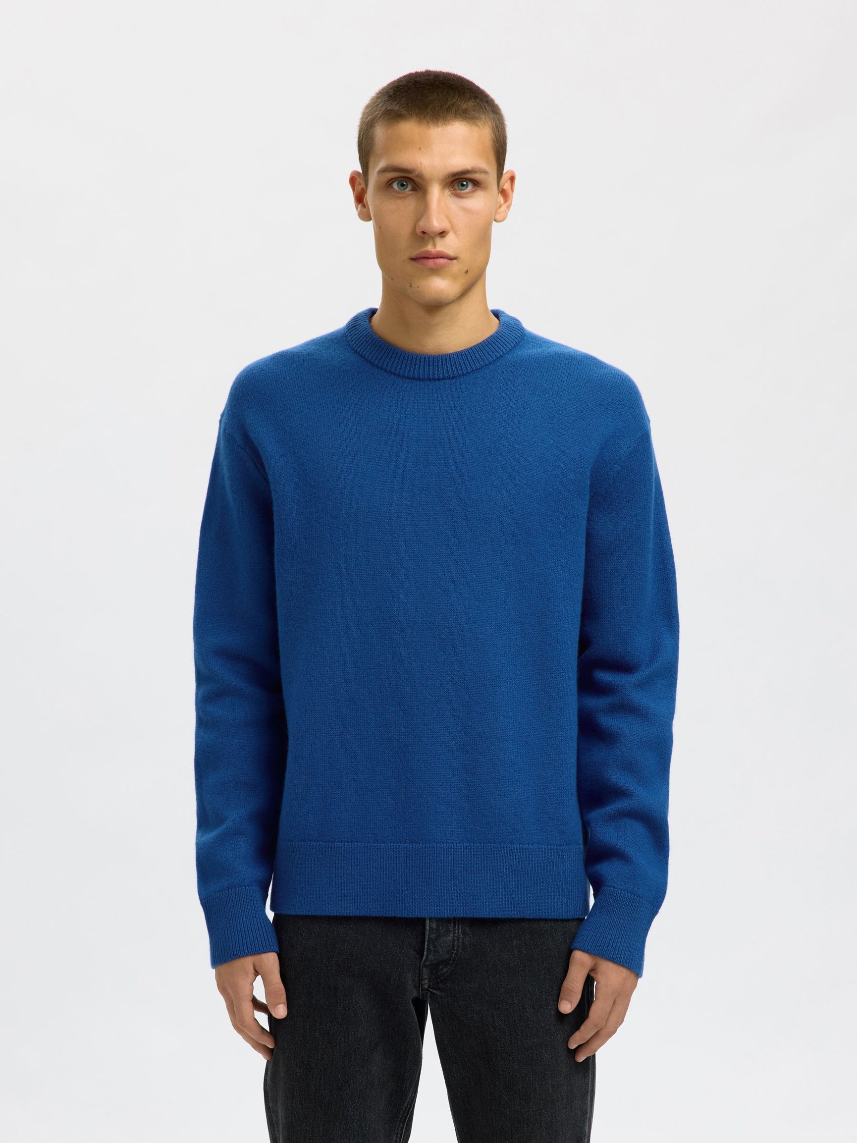 SELECTED HOMME RELAXED WOOL CREW NECK - SET SAIL