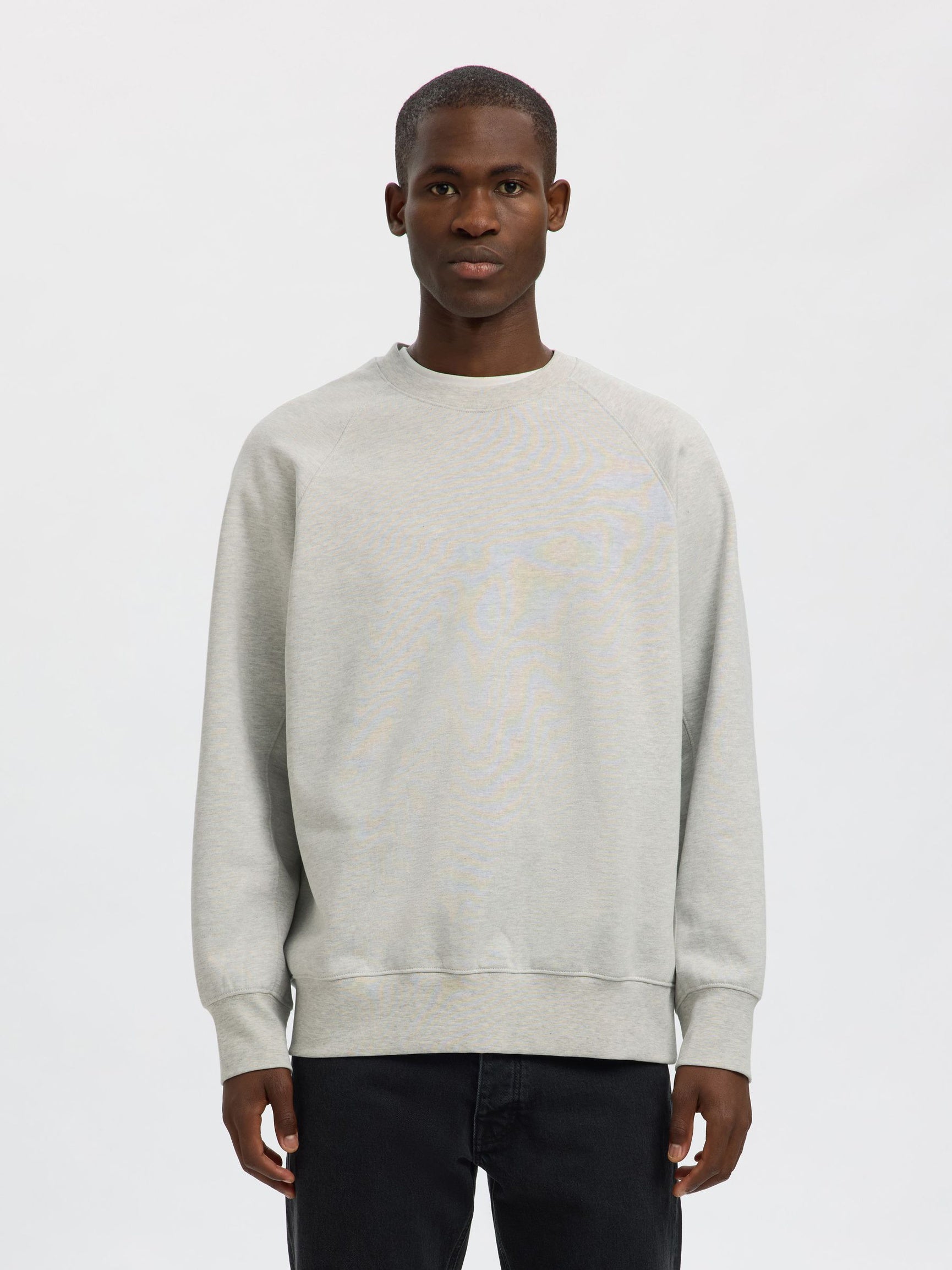 SELECTED HOMME RAGLAN SWEAT - LIGHT GREY MEL