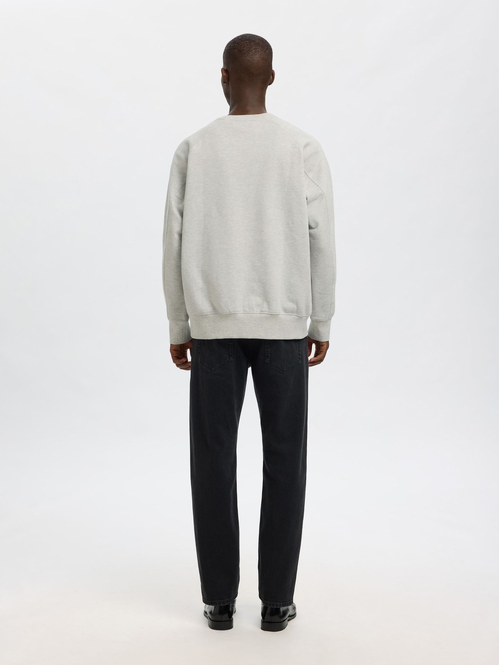 SELECTED HOMME RAGLAN SWEAT - LIGHT GREY MEL