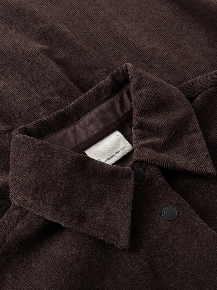 KNOWLEDGE COTTON CORDUROY OVER SHIRT - CHOCOLATE TORTE