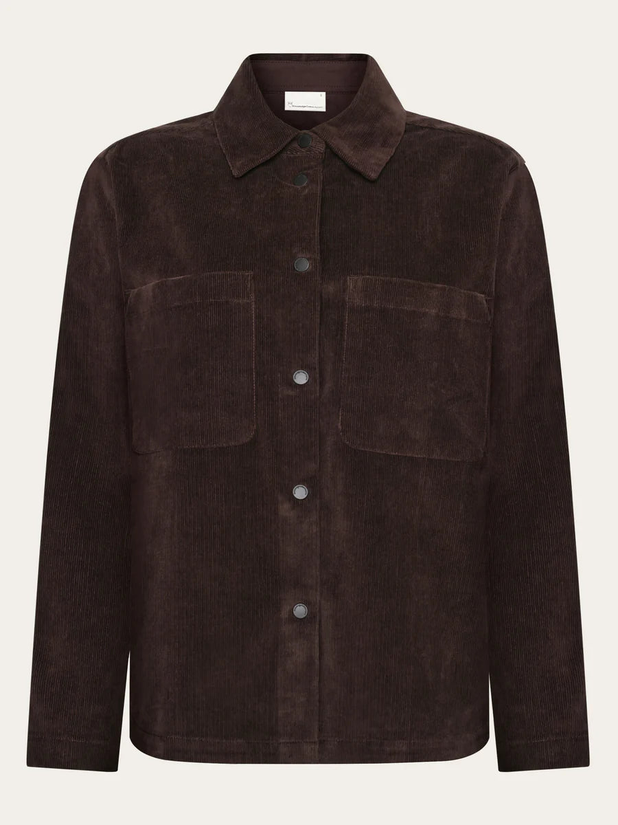 KNOWLEDGE COTTON CORDUROY OVER SHIRT - CHOCOLATE TORTE