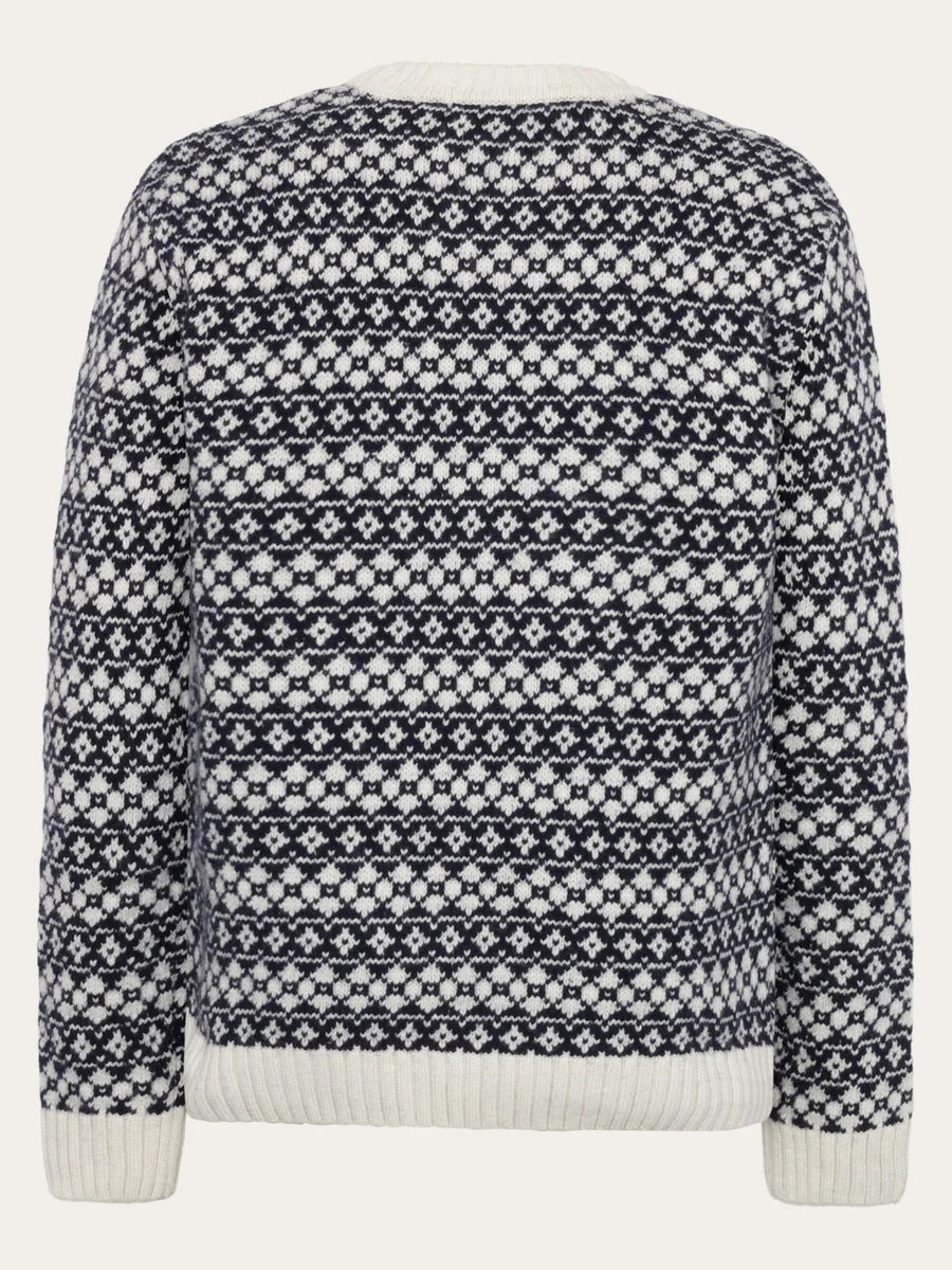 KNOWLEDGE COTTON LAMBSWOOL CREW NECK - BLUE STRIPE