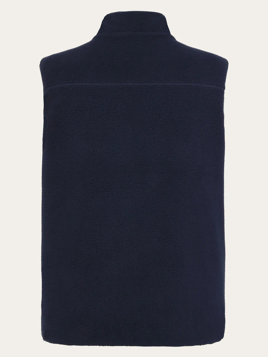 KNOWLEDGE COTTON ZIP FLEECE VEST - NIGHT SKY