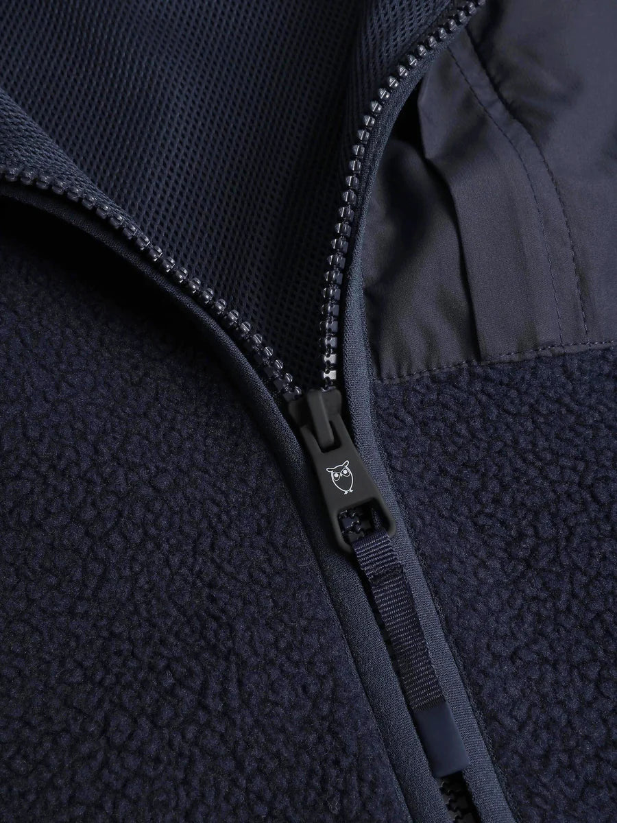 KNOWLEDGE COTTON ZIP FLEECE VEST - NIGHT SKY