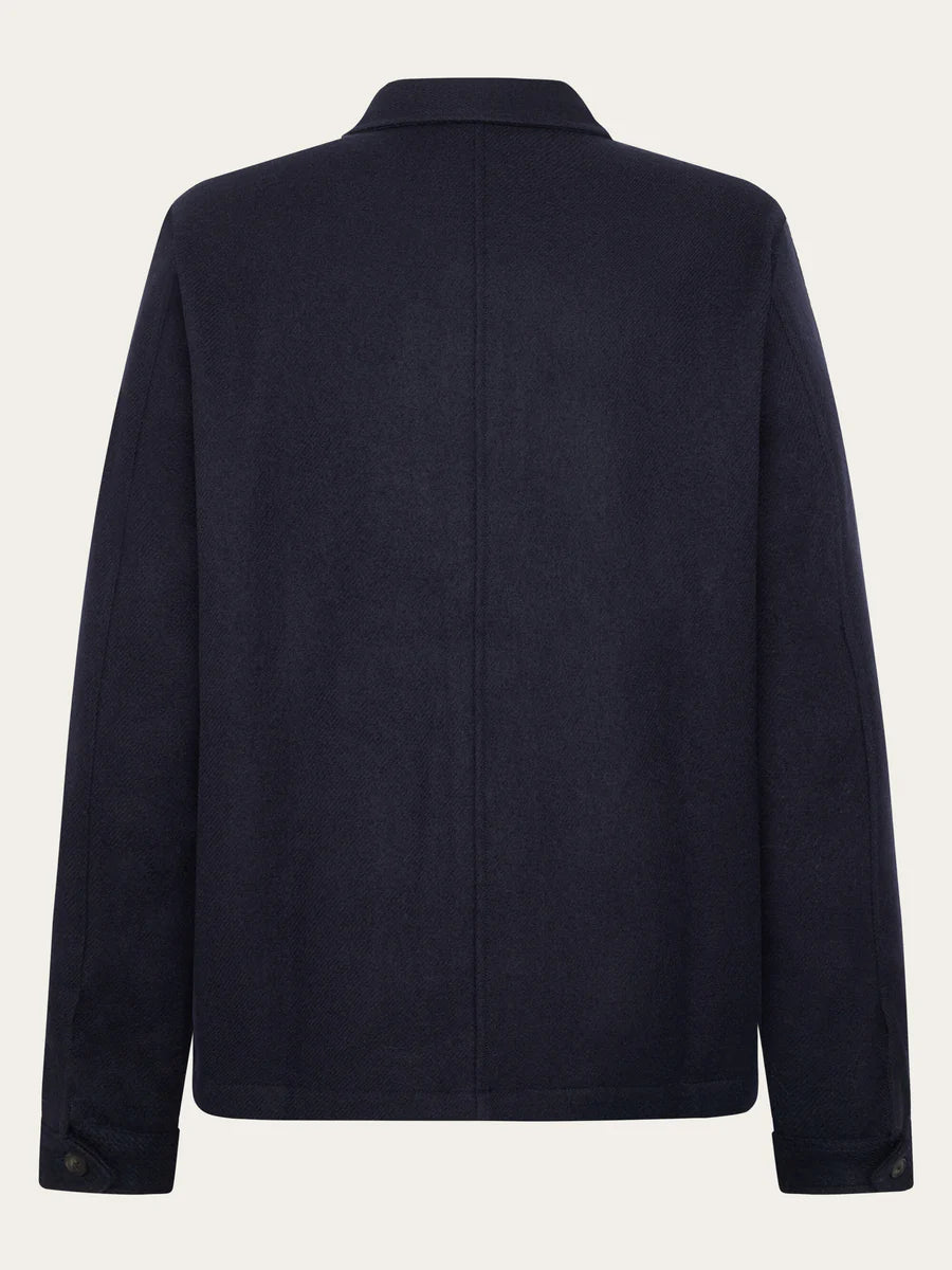 KNOWLEDGE COTTON MERINO OVERSHIRT - NIGHT SKY