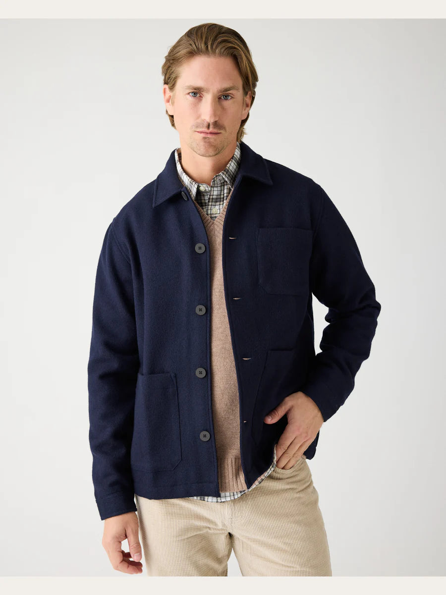 KNOWLEDGE COTTON MERINO OVERSHIRT - NIGHT SKY