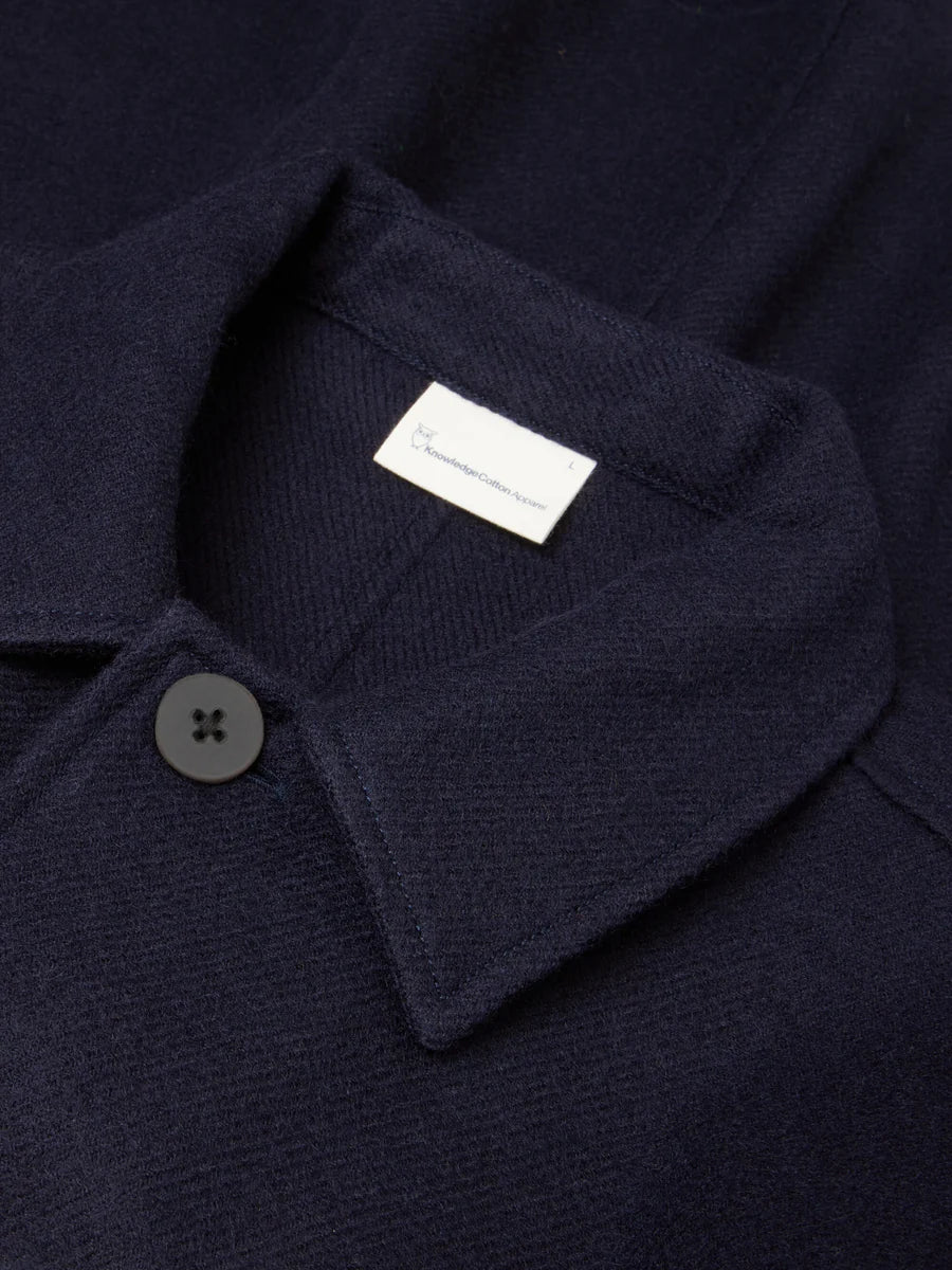 KNOWLEDGE COTTON MERINO OVERSHIRT - NIGHT SKY