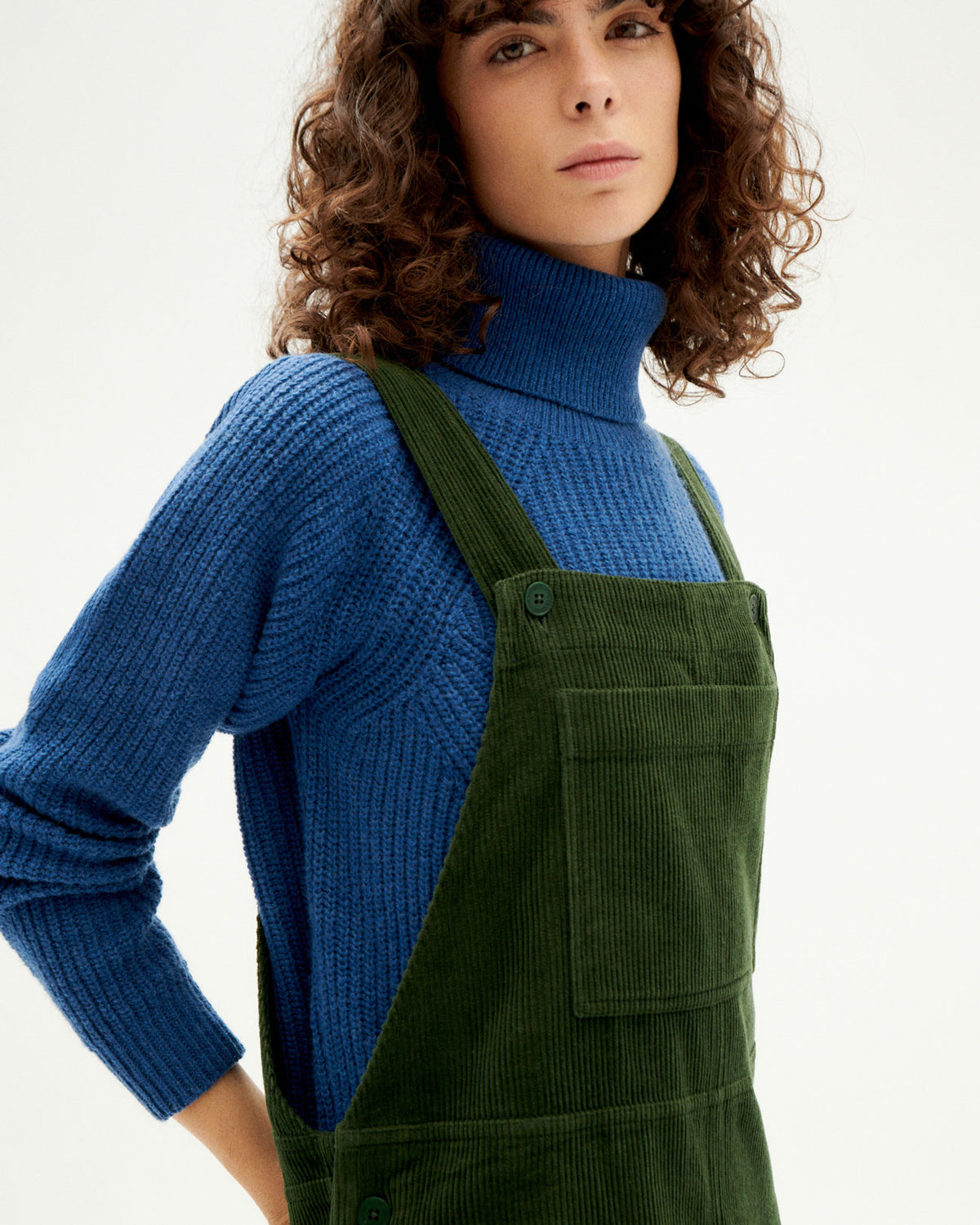 THINKING MU CORDUROY LUZ JUMPSUIT - BOTTLE GREEN