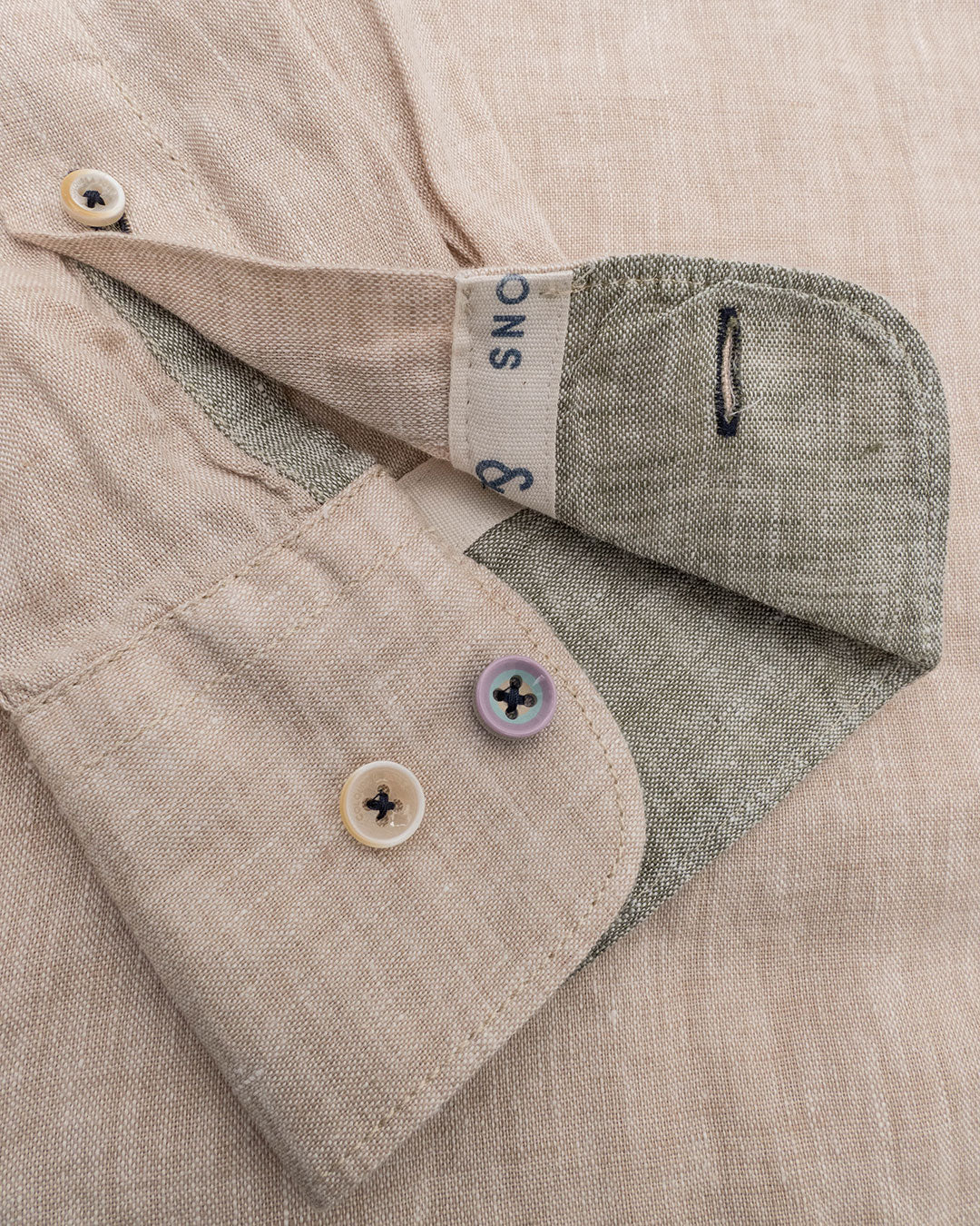 COLOURS + SONS LINEN SHIRT -  BEIGE