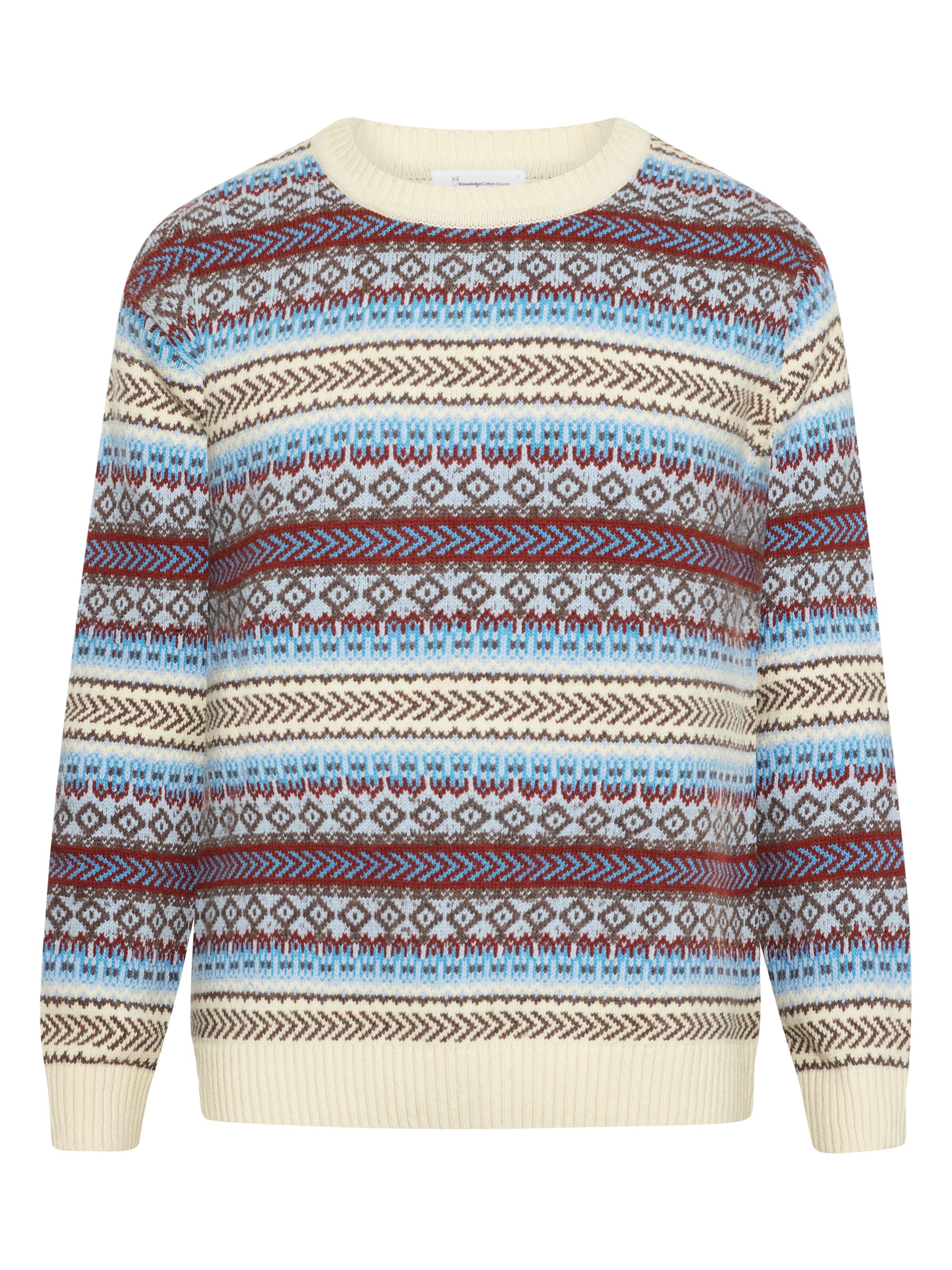 KNOWLEDGE COTTON APPAREL FAIR ISLE CREW - MULTI COLOUR