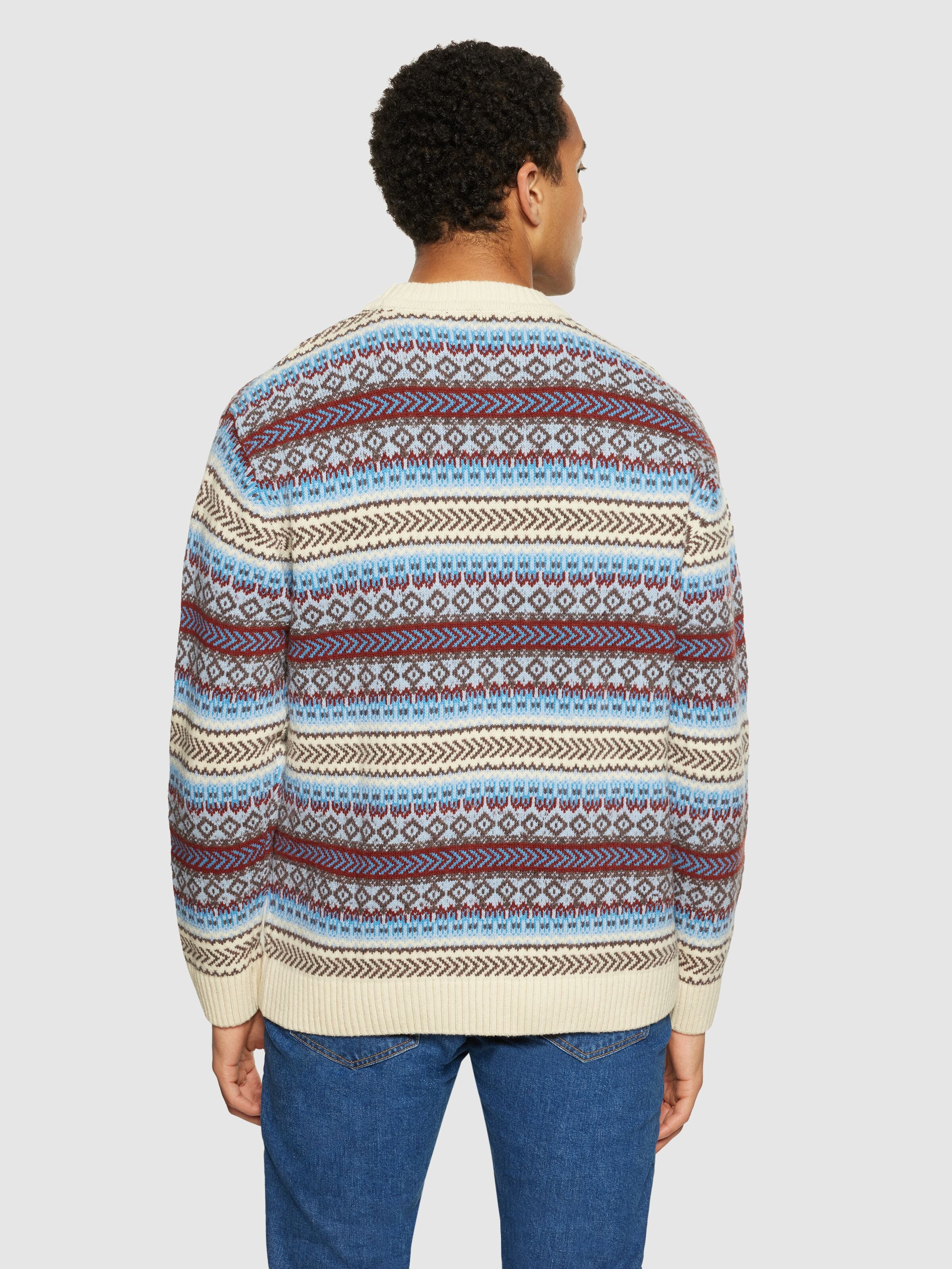 KNOWLEDGE COTTON APPAREL FAIR ISLE CREW - MULTI COLOUR