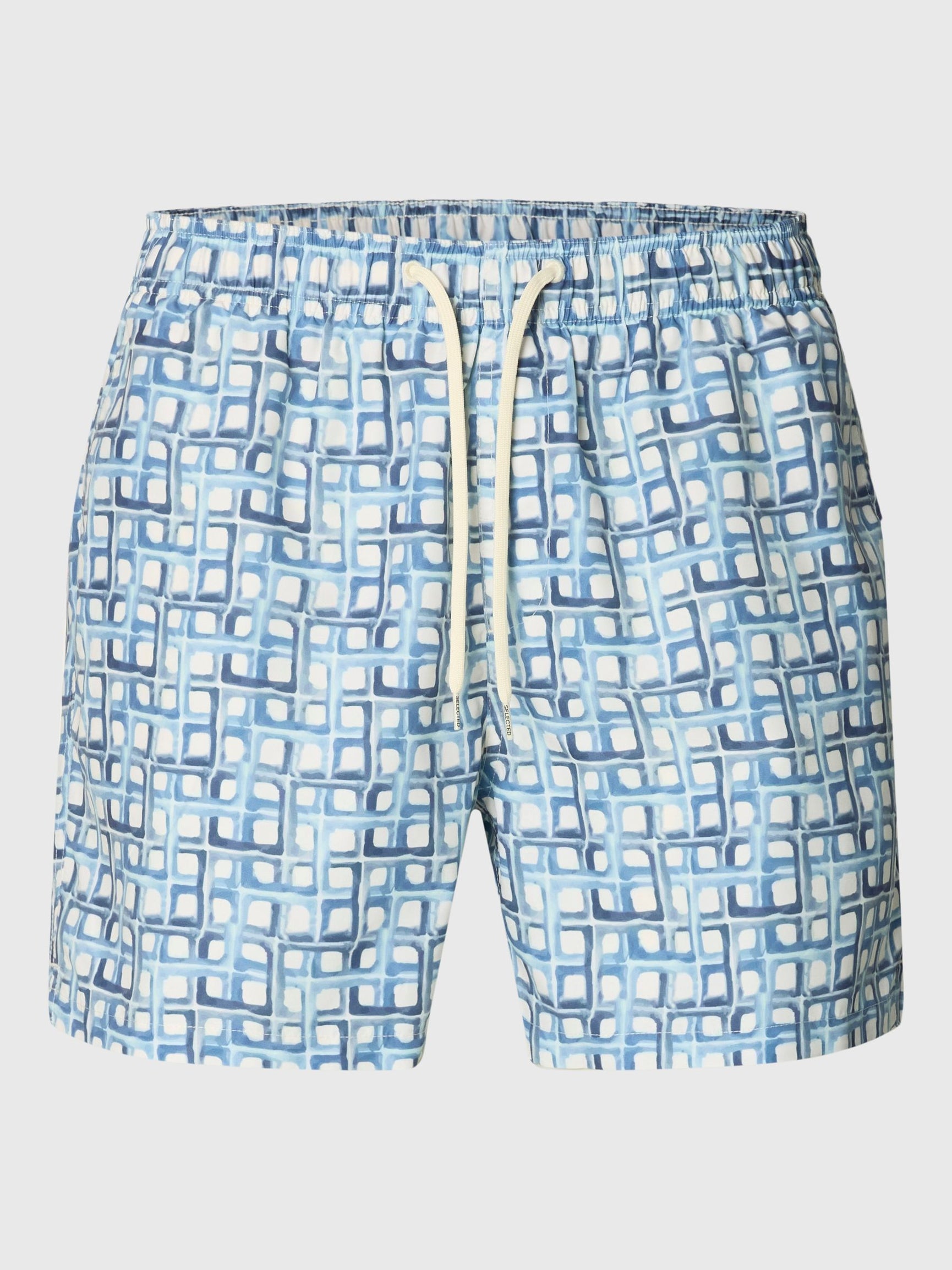 SELECTED HOMME SWIMSHORTS - DUSTY BLUE - GRID
