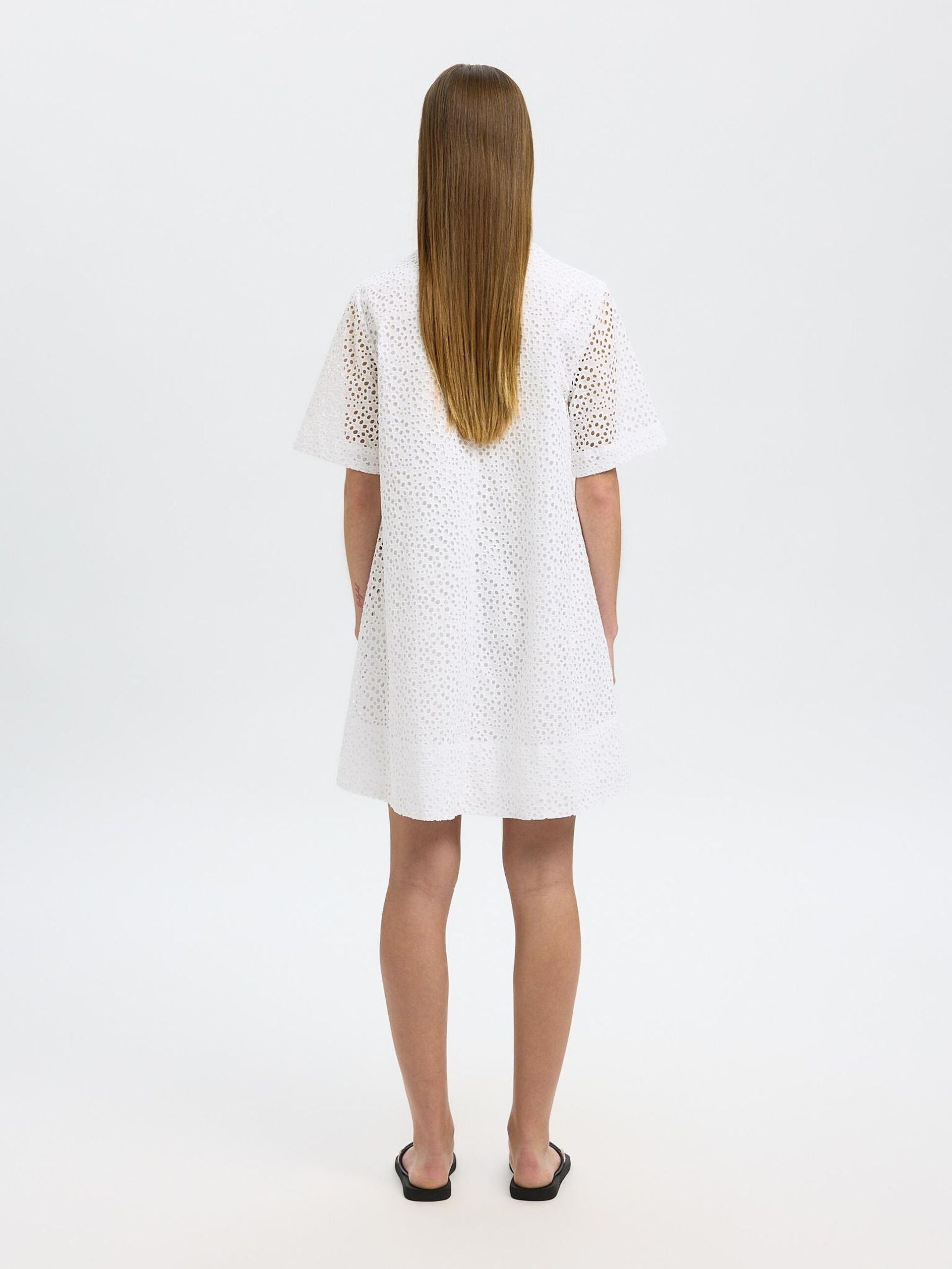SELECTED FEMME BRODERI DRESS - BRIGHT WHITE