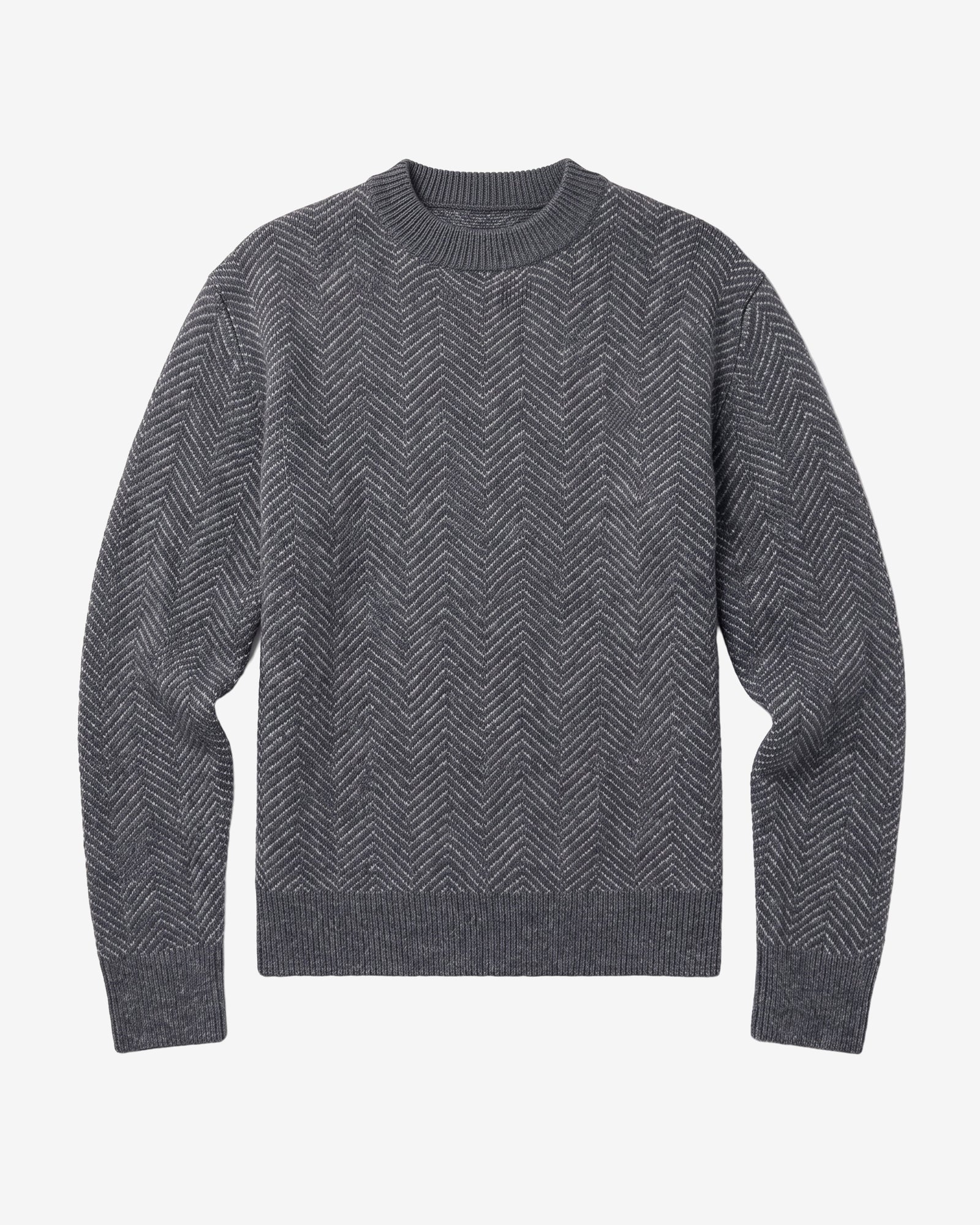 LAMBSWOOL JACQUARD SWEATER - GREY - KNOWLEDGE COTTON APPAREL