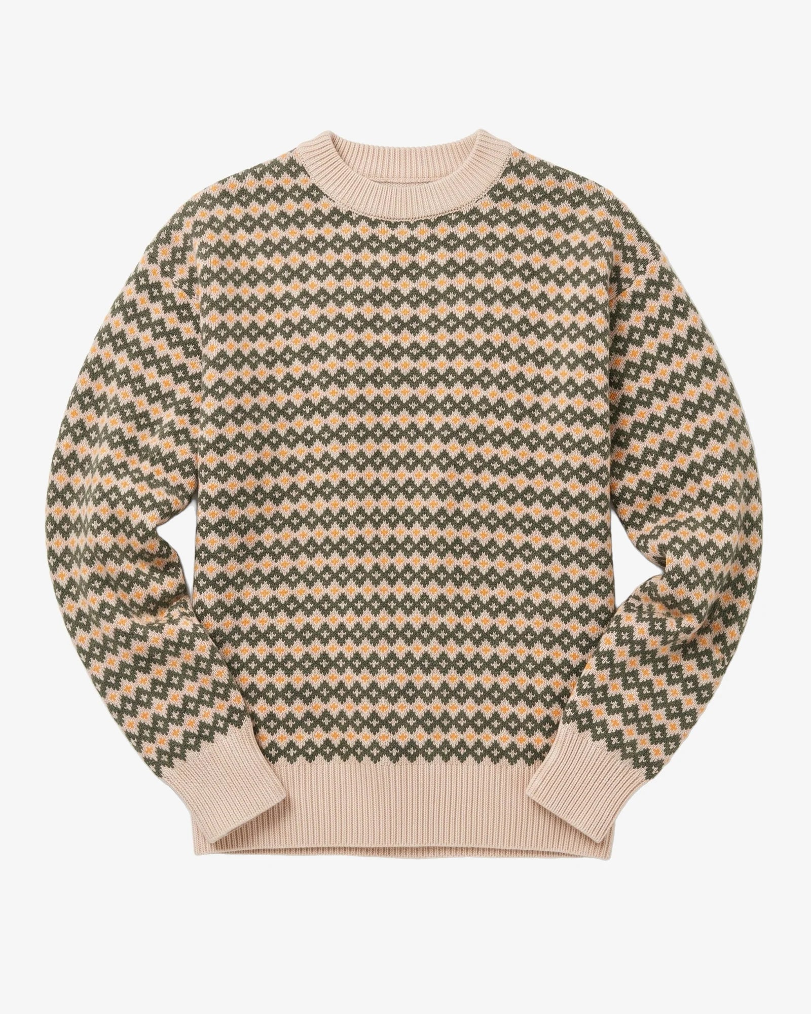LAMBSWOOL JACQUARD SWEATER - GREEN - KNOWLEDGE COTTON APPAREL