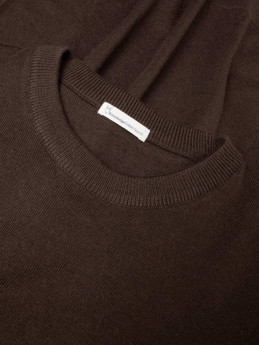 KNOWLEDGE COTTON MERINO CREW - CHOCOLATE TORTE