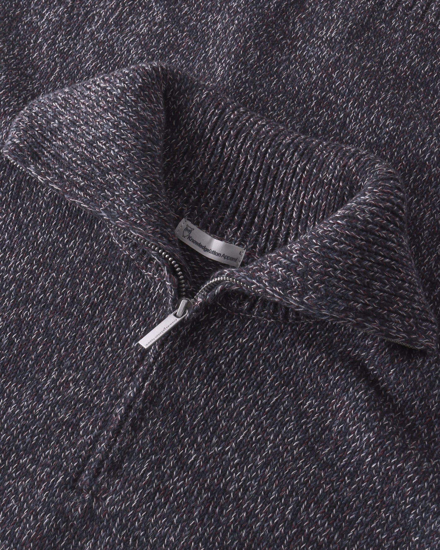 QUARTER ZIP SWEATER - BLUE MULTI - KNOWLEDGE COTTON APPAREL